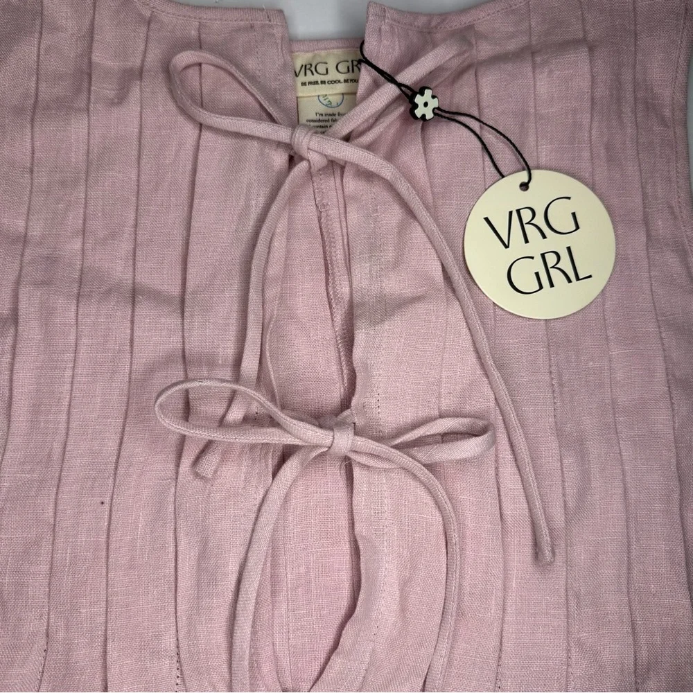 VRG GRL Pink Top VALERIA LINEN Musk SIZE AU10 US6 NWT - Picture 2 of 10